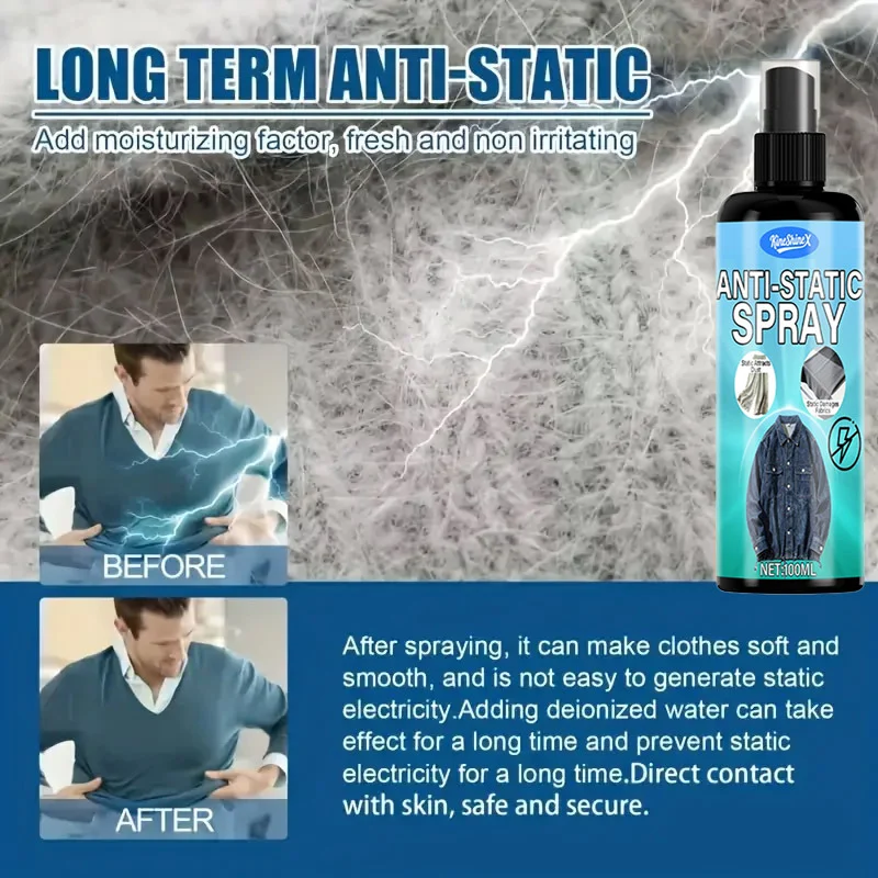 Anti Static Spray for Clothes and Hair - Softening Static Remover 100ml 4 anti static clothes spray spu992721670565 desc 4