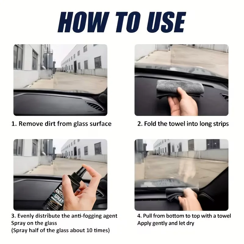 Car Glass Anti-Fog Spray & Hydrophobic Coating - 100ml 1 car glass anti fog spray spu1007999285660 desc 1
