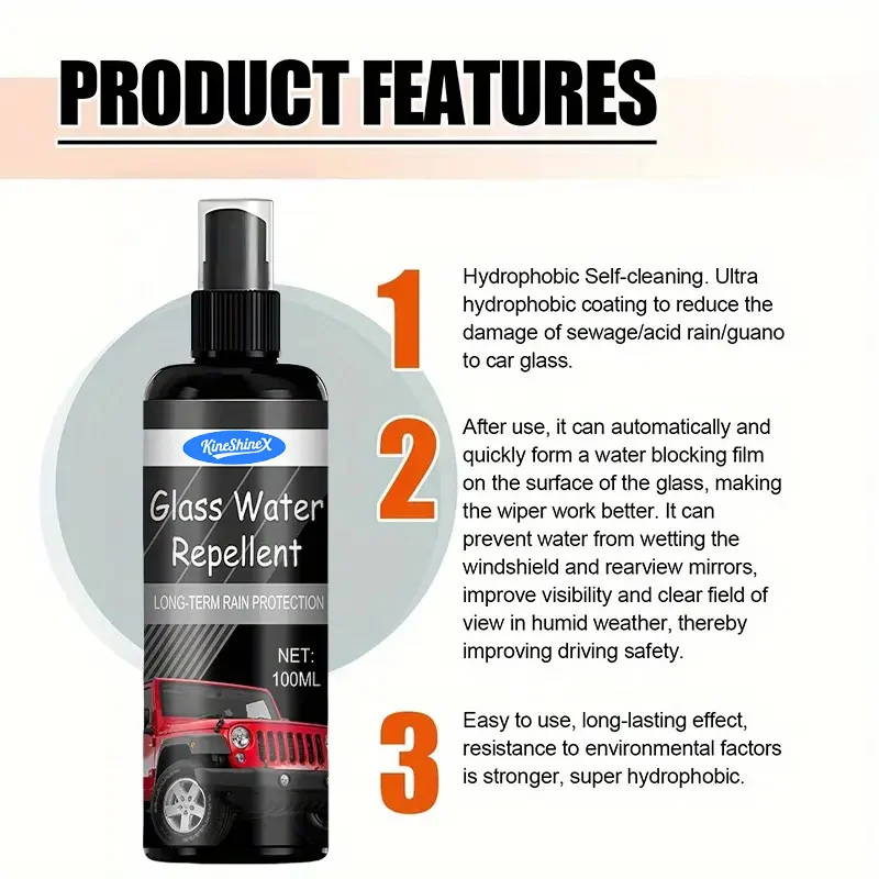 Car Glass Water Repellent & Anti-Fog Coating - 100ml 2 car glass water repellent anti fog coating spu967871783114 desc 2