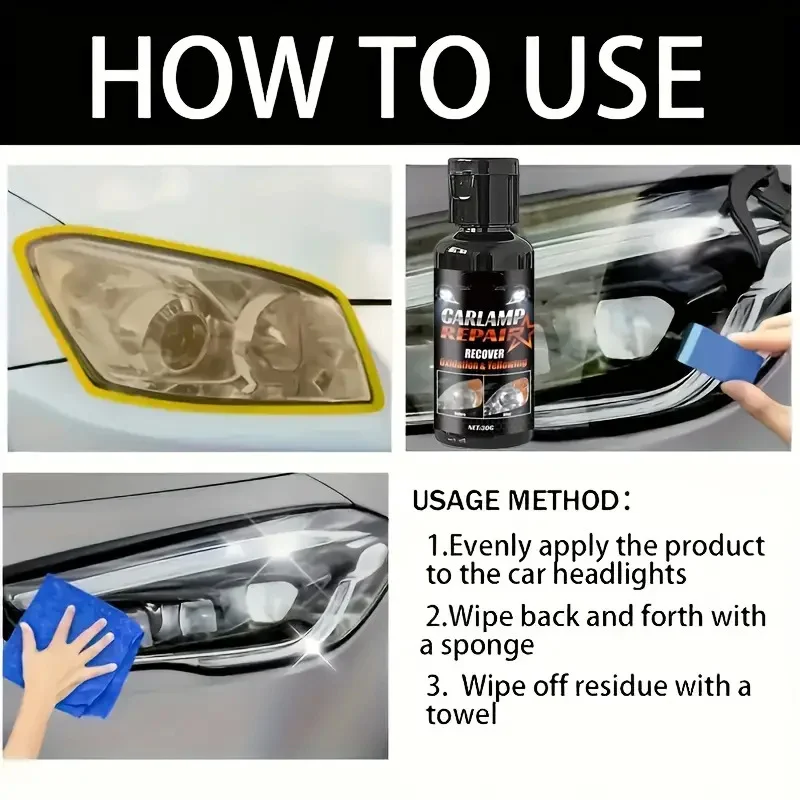 Headlight Restoration Cream - No Sanding Kit for Yellowing & Oxidation 4 car headlight restoration kit spu965455979484 desc 4