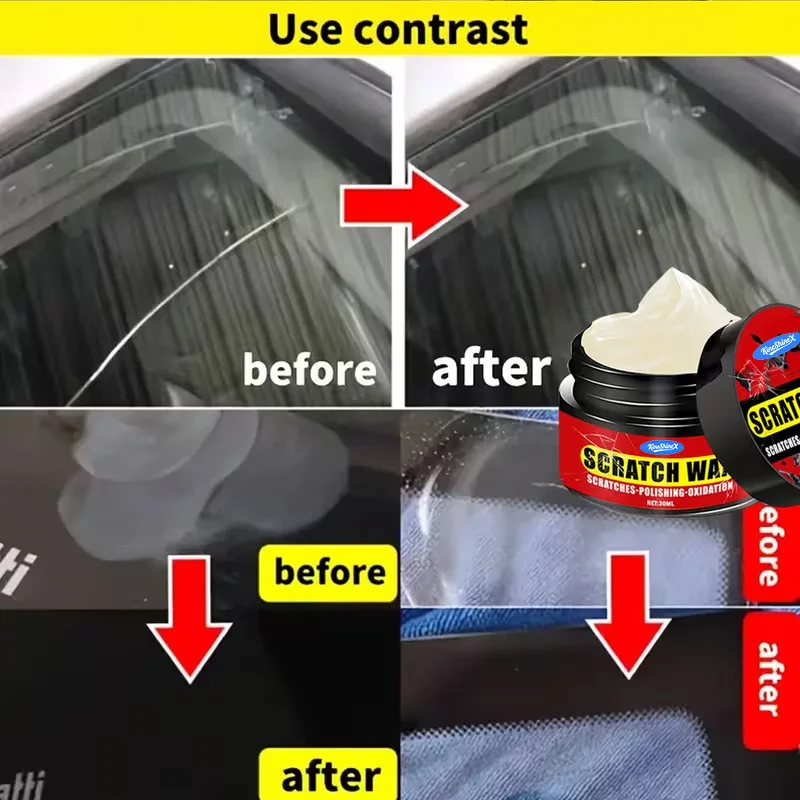 Car Windshield & Headlight Scratch Repair Wax - Acrylic Polish Kit 4 car scratch repair wax spu1009690893442 desc 4
