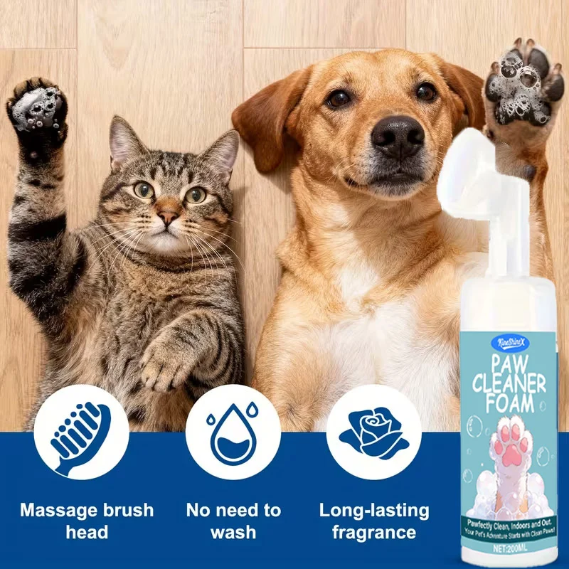 No Rinse Paw Cleaner Foam for Dogs and Cats with Silicone Massage Brush - 200ml 11 pet paw cleaner foam spu1000036907648 desc 11