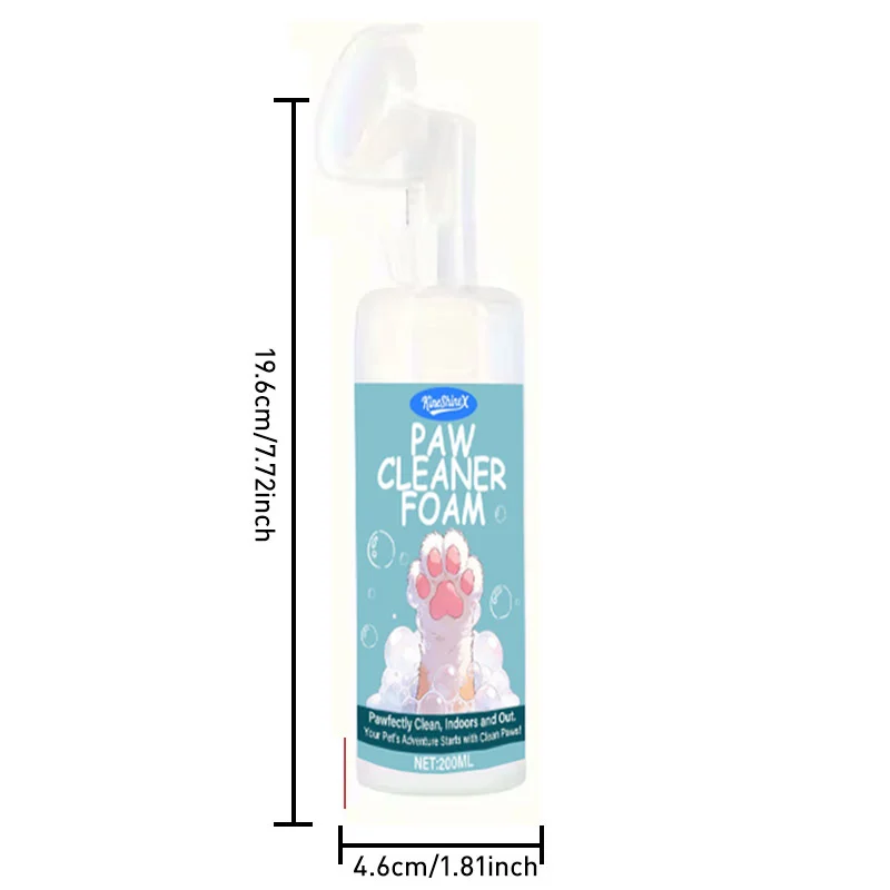 No Rinse Paw Cleaner Foam for Dogs and Cats with Silicone Massage Brush - 200ml 13 pet paw cleaner foam spu1000036907648 desc 13