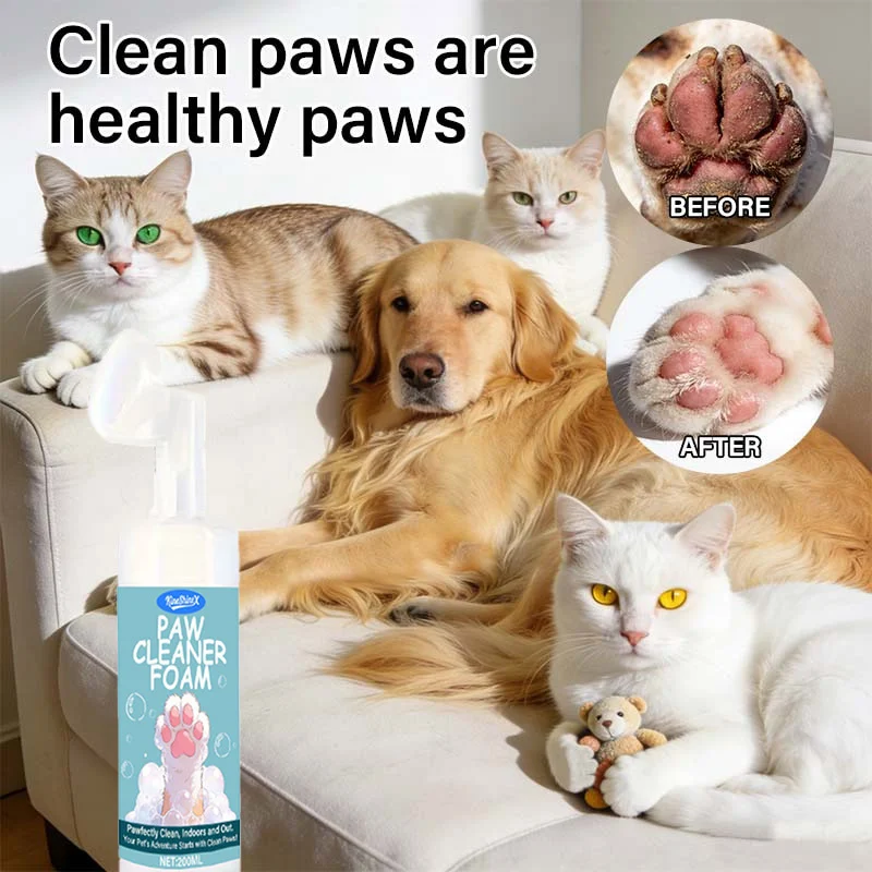 No Rinse Paw Cleaner Foam for Dogs and Cats with Silicone Massage Brush - 200ml 2 pet paw cleaner foam spu1000036907648 desc 2