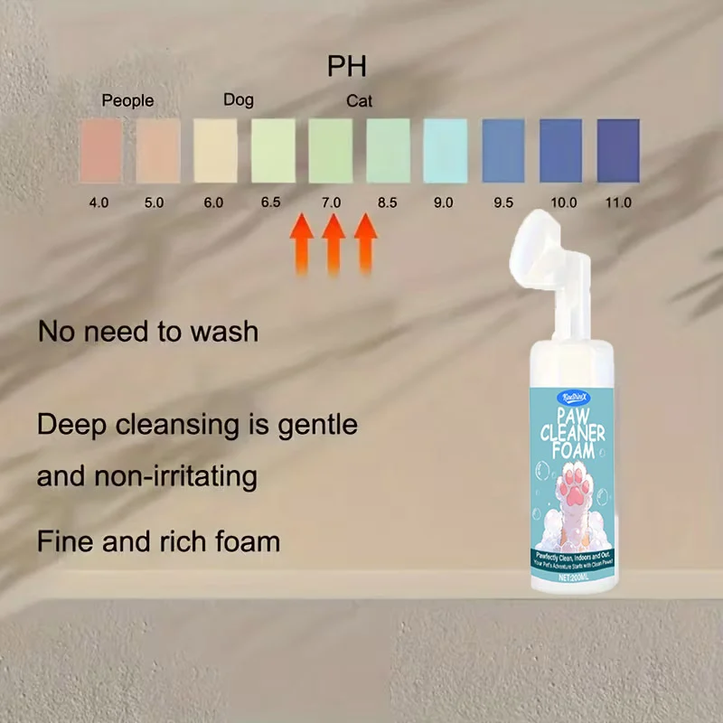 No Rinse Paw Cleaner Foam for Dogs and Cats with Silicone Massage Brush - 200ml 4 pet paw cleaner foam spu1000036907648 desc 4