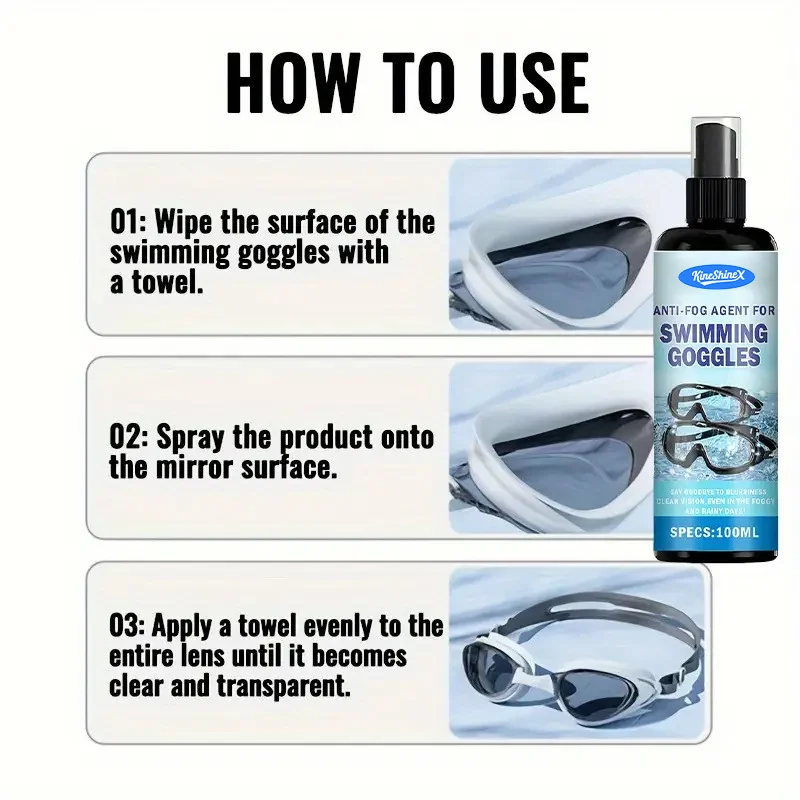 Anti-Fog Spray for Swimming Goggles - 100ml Professional Defogger 3 swimming goggles anti fog spray spu968634553078 desc 3
