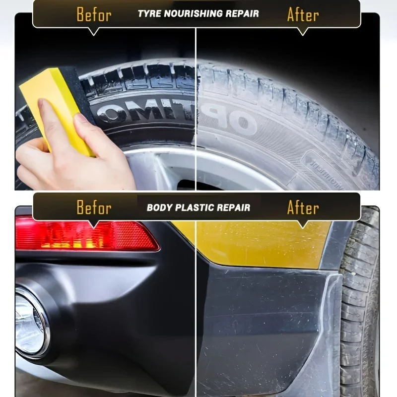 Tire Blackening Wax and Plastic Polish - Quick-Acting & Dirt Resistant 5 tire blackening polish wax spu986564086101 desc 5