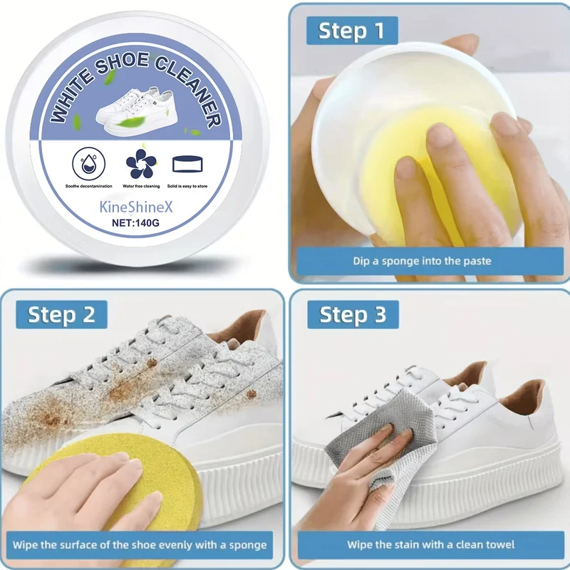 White Shoe Cleaner Paste - Waterless Stain Remover for Yellowing (140g) 3 white shoe cleaning paste spu1010983067172 desc 3