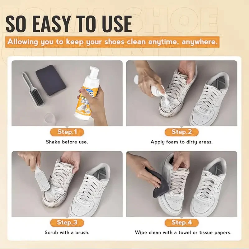 White Shoes Foam Cleaner Spray - Instant Whitening & Stain Remover 4 white shoe foam cleaner spu990899333040 desc 4